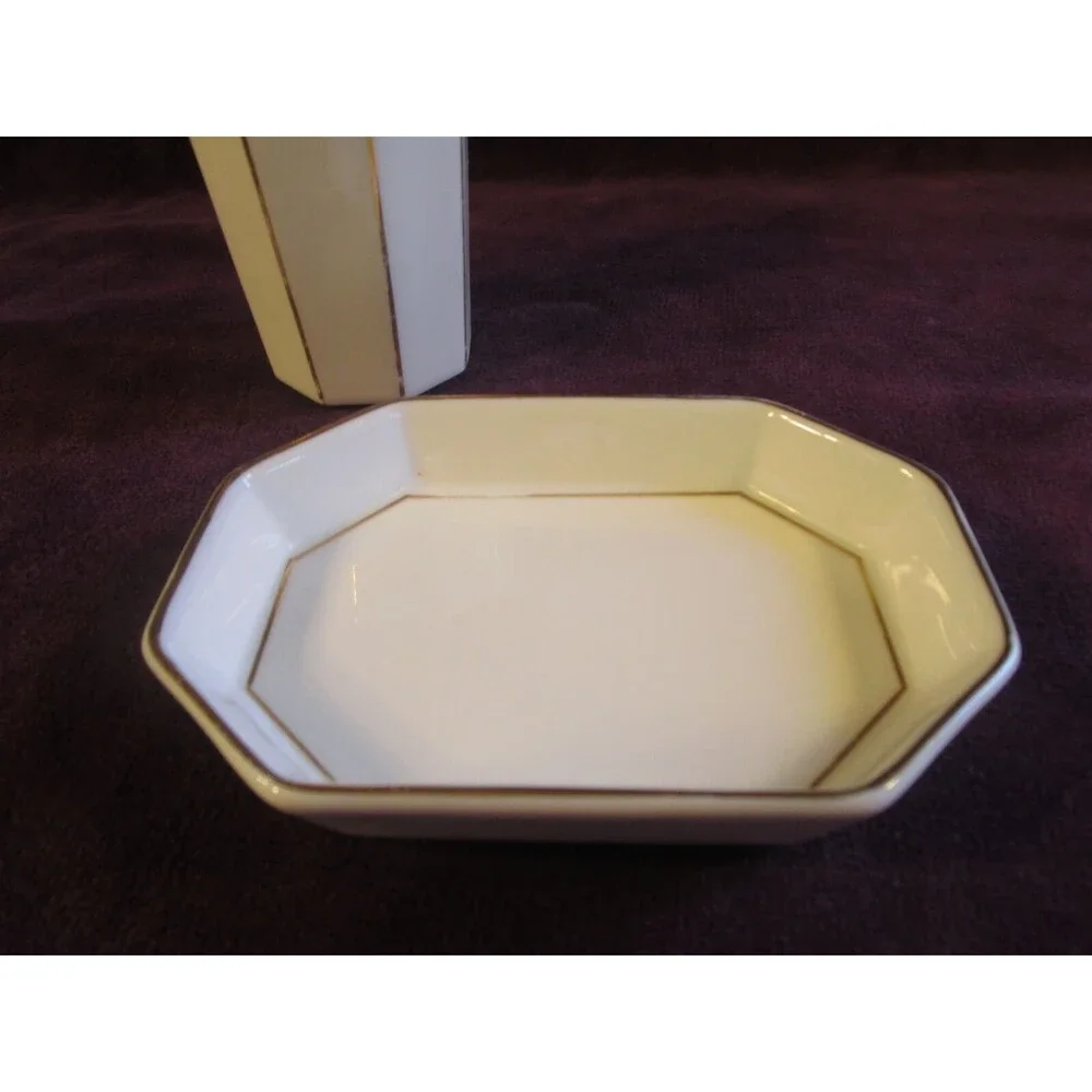 Shozan Ceramic Porcelain Soap Dish & Water Cup Made in Japan
